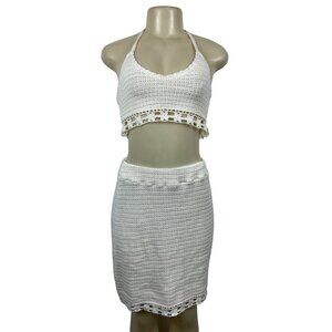 American Eagle Women's White Summer Shirt and Skirt Set